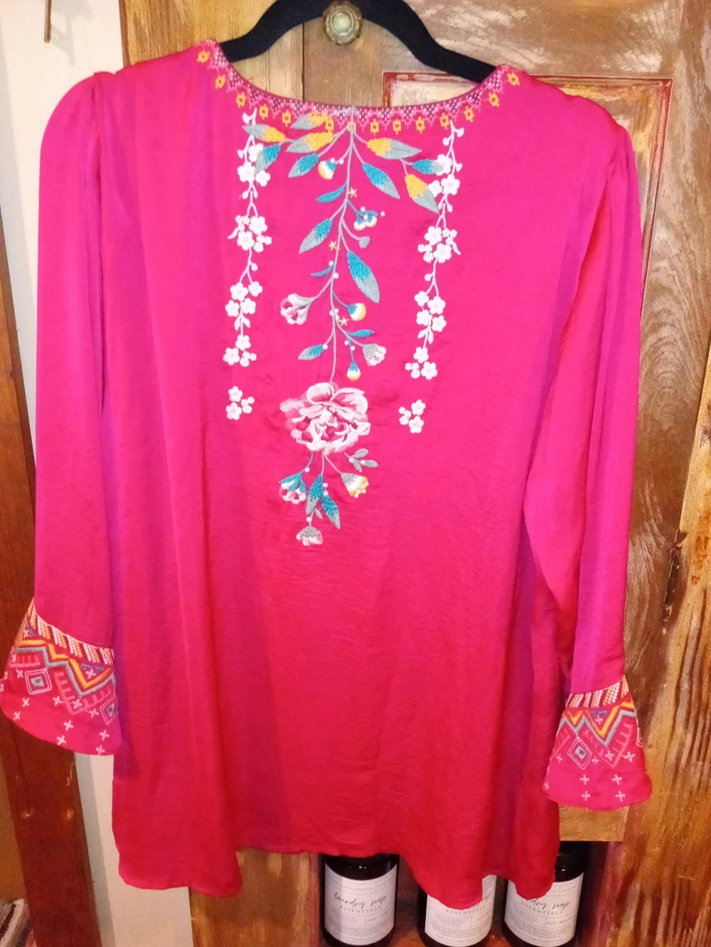 Savanna Jane Hot Pink Embroidered V-Neck Tunic - Picture 4 of 7